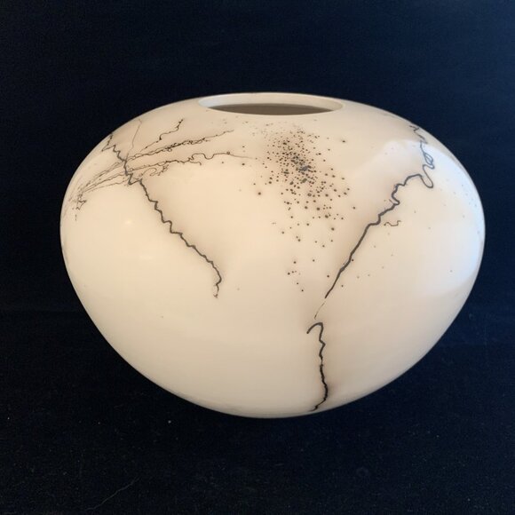 1995 Michael Morier Pueblo Horse Hair Pottery Vase 7.25" Native American Vintage - Picture 3 of 10